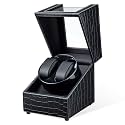 Mcbazel Watch Winder for Automatic Watches, Double Automatic Watch Winder Box with Quiet Japan-made Motor, 2 Slots Watch Display Storage Rotation Wrist watch Box (Black Crocodile Pattern Leather)