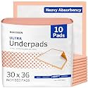McKesson Underpads Bed Pads, Heavy Absorbency, Peach, 30 x 36 in, 10 ct