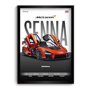 mclaren senna poster  framed mclaren a4 sized 31 x 23 cm  senna supercar frame for wall gift for boys car poster  supercar frames  car posters for wall bedroom hostel study room f_129
