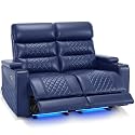 MCombo 55.1'' Zero Gravity Power Loveseat Recliner for Adults, Home Theater Seating with Power Headrest, FSC Certified, USB & Type C Ports, Armrest Storage & LED Light HTS470 (Navy Blue, Loveseat)