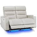 MCombo 55.1'' Zero Gravity Power Loveseat Recliner for Adults, Home Theater Seating with Power Headrest, FSC Certified, USB &amp; Type C Ports, Armrest Storage &amp; LED Light HTS470 (Light Grey, Loveseat)