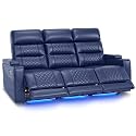 MCombo 76.7'' 3 Seats Zero Gravity Power Loveseat Sofa for Adults, Home Theater Seating with Power Headrest, FSC Certified, USB &amp; Type C Ports, Armrest Storage &amp; LED Light HTS564 (Blue)