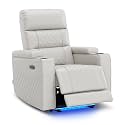 MCombo Power Recliner Chair for Adults, Home Theater Seating with Power Headrest, FSC Certified, USB &amp; Type C Ports, Armrest Storage &amp; LED Light HTS432 (Light Grey, Single Recliner)