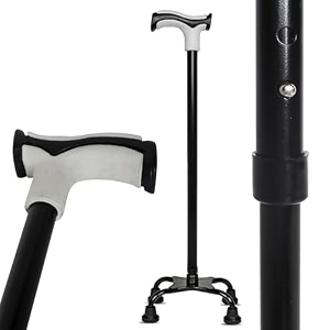 mcp nimbus quad base walking stick lightweight walking stick for old people adjustable height wide base for balance stick quadripod