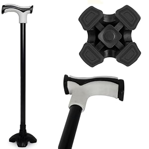 mcp nimbus t shape aluminum walking stick lightweight walking stick for old people adjustable height wide base for balance stick big shoe