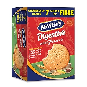 mcvities digestive multi 7 grain biscuits with barley ragi oats wheat millets rice maize high in fibre 200gm - oat meal
