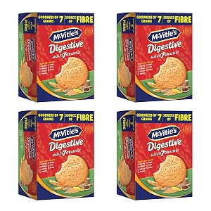 mcvities digestive multi 7 grain biscuits with barley ragi oats wheat millets rice maize high in fibre 200gm pack of 4