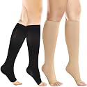 +MD 2 Pairs 20-30 mmHg Compression Socks for Women &amp; Men, Knee High Open Toe Stockings, Graduated Support &amp; Comfort Hose