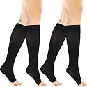+MD 2 Pairs 20-30 mmHg Compression Socks for Women &amp; Men, Knee High Open Toe Stockings, Graduated Support &amp; Comfort Hose