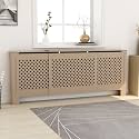 MDF Radiator Cover 80.7" Modern Slatted Design Cabinet for Living Room, Sturdy Durable Shelf for Books Photo Frames Ornaments, Ventilation Grille Decorative Panel