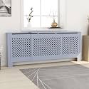 MDF Radiator Cover Gray 80.7" Modern Slatted Design Cabinet with Shelf for Living Room, Durable and Sturdy Furniture for Decor and Storage