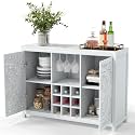 Gecheer MDF Wine Bar Cabinet with Adjustable Display and Storage - Modern Buffet for Dining Room or Kitchen