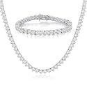 MDFUN 4mm Tennis Necklace Bracelet Jewelry Sets