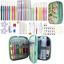 Mdoker 100pcs Crochet Hooks Set in Case Ergonomic Soft Grip Handles Weave Yarn Knitting Needles Kit and Crochet Needle Accessories Crochet Kit Complete Set for Beginners and Experienced Lover