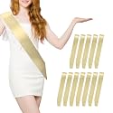 MDOZQ 12 Pcs Blank Champagne Sash for Birthday, Wedding, Graduation, DIY, Beauty Pageant, Hen Party, Homecoming - Party Favors, Plain Satin Sashes