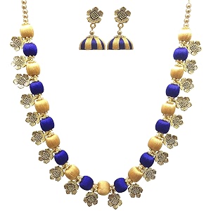 antique flower necklace with antique flower stud and jhumka earring set for beautiful woman mds-1032