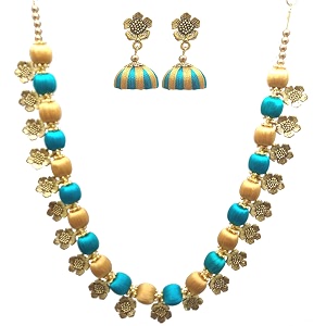 antique flower necklace with antique flower stud and jhumka earring set for beautiful woman mds-1032