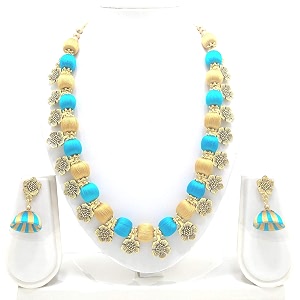 antique flower necklace with antique flower stud and jhumka earring set for beautiful woman mds-1032