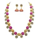 Antique Flower Necklace with Antique Flower Stud and Jhumka Earring Set for Beautiful Woman (MDS-1032)