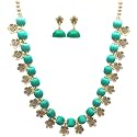 Antique Flower Necklace with Antique Flower Stud and Jhumka Earring Set for Beautiful Woman (MDS-1032)