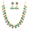 Antique Flower Necklace with Antique Flower Stud and Jhumka Earring Set for Beautiful Woman (MDS-1032)