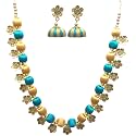 Antique Flower Necklace with Antique Flower Stud and Jhumka Earring Set for Beautiful Woman (MDS-1032)