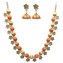 Antique Flower Necklace with Antique Flower Stud and Jhumka Earring Set for Beautiful Woman (MDS-1032)