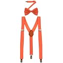 MDSTYLE Suspenders for Men Women Boys - Adjustable Y-Back (Orange Suspenders &amp; Bow Tie)