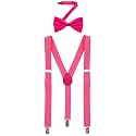 MDSTYLE Suspenders for Men Women Boys - Adjustable Y-Back (Hot Pink Suspenders &amp; Bow Tie)