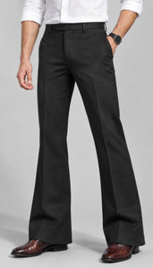 MDWEAR Flared Comfort Fit Men Black Trousers