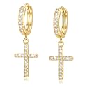 Me&amp;Hz Cross Dangle Earrings for Women Men Cross Huggie Hoop Earrings