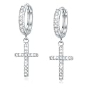 Me&Hz Cross Dangle Earrings for Women Men Cross Huggie Hoop Earrings