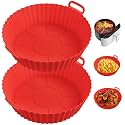 ME.FAN Air Fryer Silicone Liners for 4 to 7 QT [2 Pack] Reusable Air Fryer Basket with Handles &amp; Holes Red