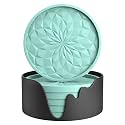 ME.FAN Silicone Coasters with Holder,[6 Pack] Drinking Coasters - Cup Mat for Hot or Cold Drinks, Thickened, Non-Slip, Non-stick,Deep Tray Mint Green
