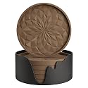 ME.FAN Silicone Coasters with Holder,[6 Pack] Drinking Coasters - Cup Mat for Hot or Cold Drinks, Thickened, Non-Slip, Non-stick,Deep Tray Coffee