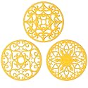 ME.FAN Trivets for Dishes/Pots/Pans, 3 Pcs Silicone Mats, Flexible/Durable/Non Slip Hot Pads to Protect Table and Counter Top (Yellow)