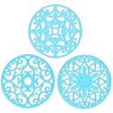 ME.FAN Trivets for Dishes/Pots/Pans, 3 Pcs Silicone Mats, Flexible/Durable/Non Slip Hot Pads to Protect Table and Counter Top (Blue)