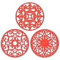 ME.FAN Trivets for Dishes/Pots/Pans, 3 Pcs Silicone Mats, Flexible/Durable/Non Slip Hot Pads to Protect Table and Counter Top (Red)
