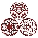ME.FAN Trivets for Dishes/Pots/Pans, 3 Pcs Silicone Mats, Flexible/Durable/Non Slip Hot Pads to Protect Table and Counter Top (Wine Red)