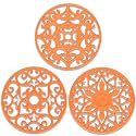 ME.FAN Trivets for Dishes/Pots/Pans, 3 Pcs Silicone Mats, Flexible/Durable/Non Slip Hot Pads to Protect Table and Counter Top (Orange)