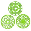 ME.FAN Trivets for Dishes/Pots/Pans, 3 Pcs Silicone Mats, Flexible/Durable/Non Slip Hot Pads to Protect Table and Counter Top (Green)