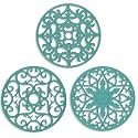 ME.FAN Trivets for Dishes/Pots/Pans, 3 Pcs Silicone Mats, Flexible/Durable/Non Slip Hot Pads to Protect Table and Counter Top (Teal Blue)