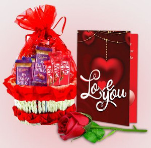 meyou love  chocolate valentines day gift basket with teddy bear rose  card assorted gift box