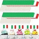 Meanplan 1000 Pcs Italy Flag Italian Toothpick Flags, Cocktail Picks Small Mini Stick Italy Cupcake Toppers Country Picks Party Decoration Celebration Cocktail Food Appetizers Bar Cake Flags