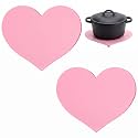 Meanplan 2 Pack Cast Iron Trivet Pink Heart 7.8 Inch Trivets