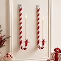 Meanplan 2 Pcs 15.7" Candy Cane Christmas Metal Wall Candle Sconce