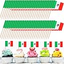 Meanplan 2000 Pcs Mexico Toothpick Flags, Mexican Flag Toothpicks, Cupcake Mexico Toppers, Mini Stick Decorations Food Picks for National Day Party Birthday Cocktail Ice Cream Cake