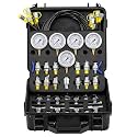 MEASUREMAN Hydraulic Pressure Test Kit, 5 Gauges, 13 Test Couplings, 14 Tee Connectors, 5 Test Hoses, 600bar / 10000psi / 60Mpa, for Excavator and Construction Machinery
