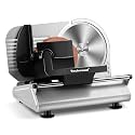 Meat Slicer, Techwood 150W Electric Food Slicer with Removable 7.5” Stainless Steel Blade, Deli Fruit Vegetable Cutter with Adjustable Knob for Thickness, Food Carriage & Non-Slip Feet, Double Blade
