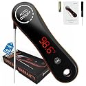 Meat Thermometer Digital - Paysean Instant Read Meat Thermometer with Auto Rotating Backlit Display, IP67 Waterproof for Cooking, Grilling, BBQ, Candy (Deep Black)